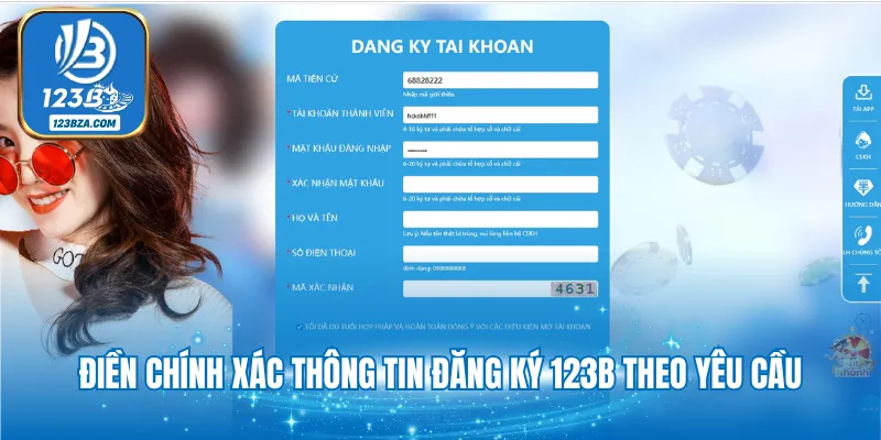 Đăng Ký 123B Điền chính xác thông tin đăng ký 123B theo yêu cầu