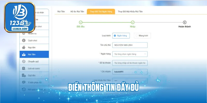 Điền thông tin đầy đủ